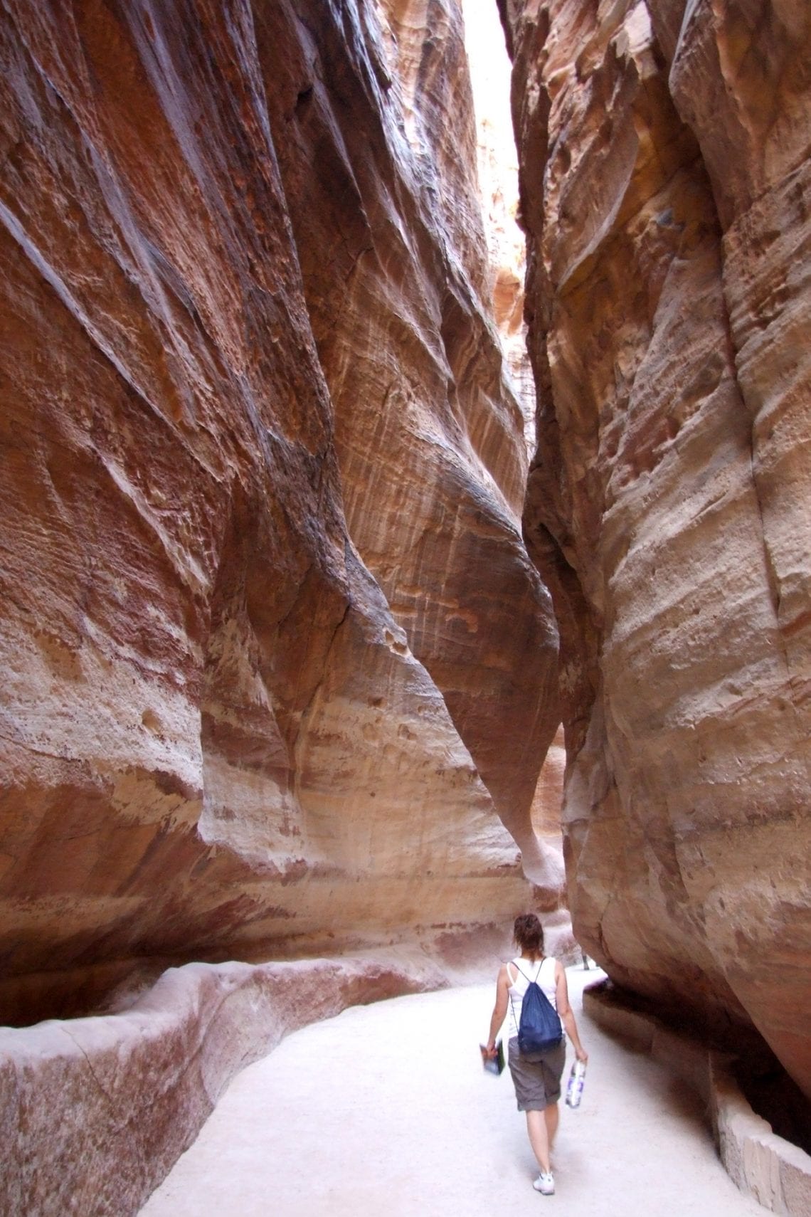 petra emma walking along the amazing siq canyon
